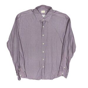 XACUS Dress Shirt Made in Italy Geometric Purple Long Sleeve Cotton 17 1/2 XL